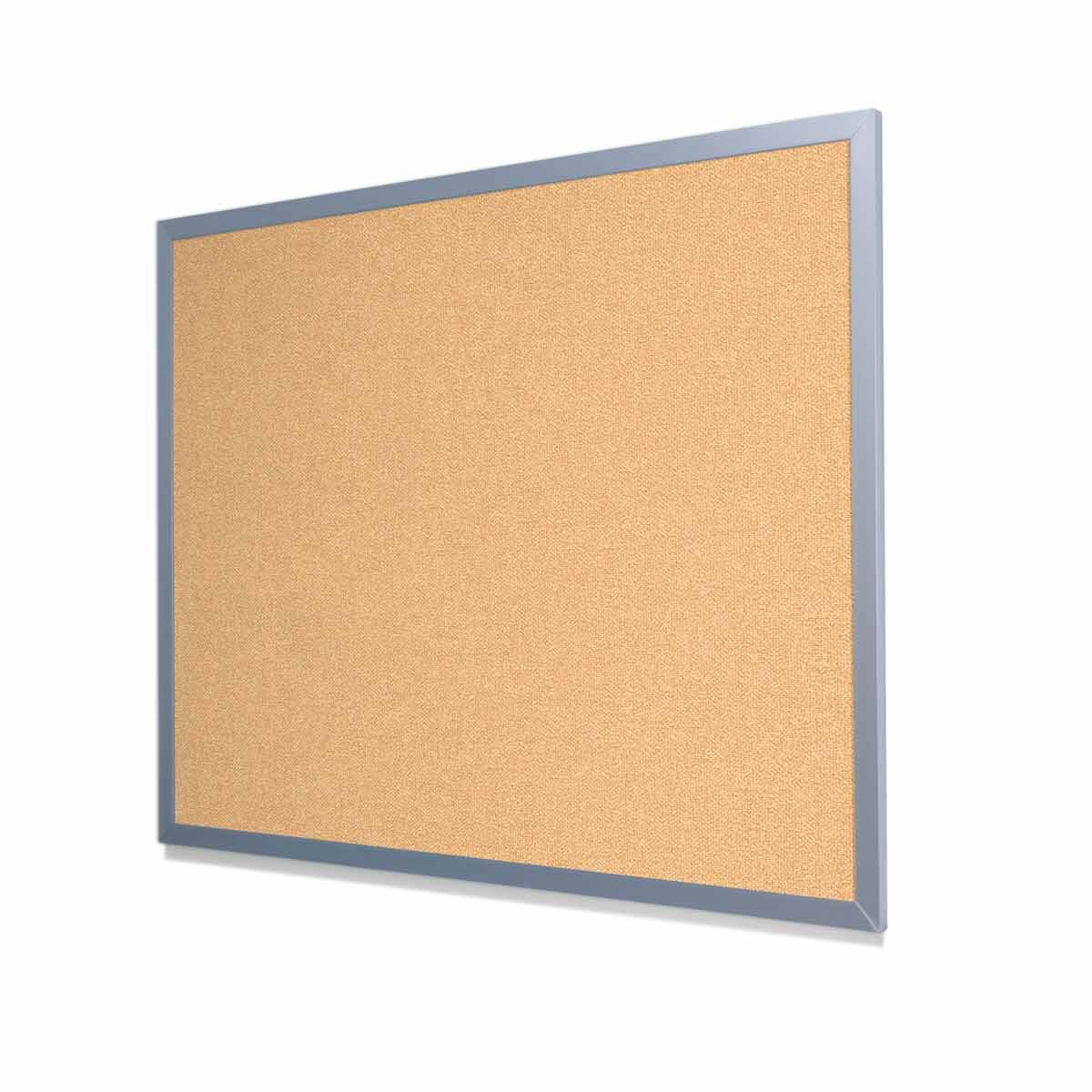 Type II Woven Vinyl Koroseal Linden Golds Hill Cork Board with Light Aluminum Frame